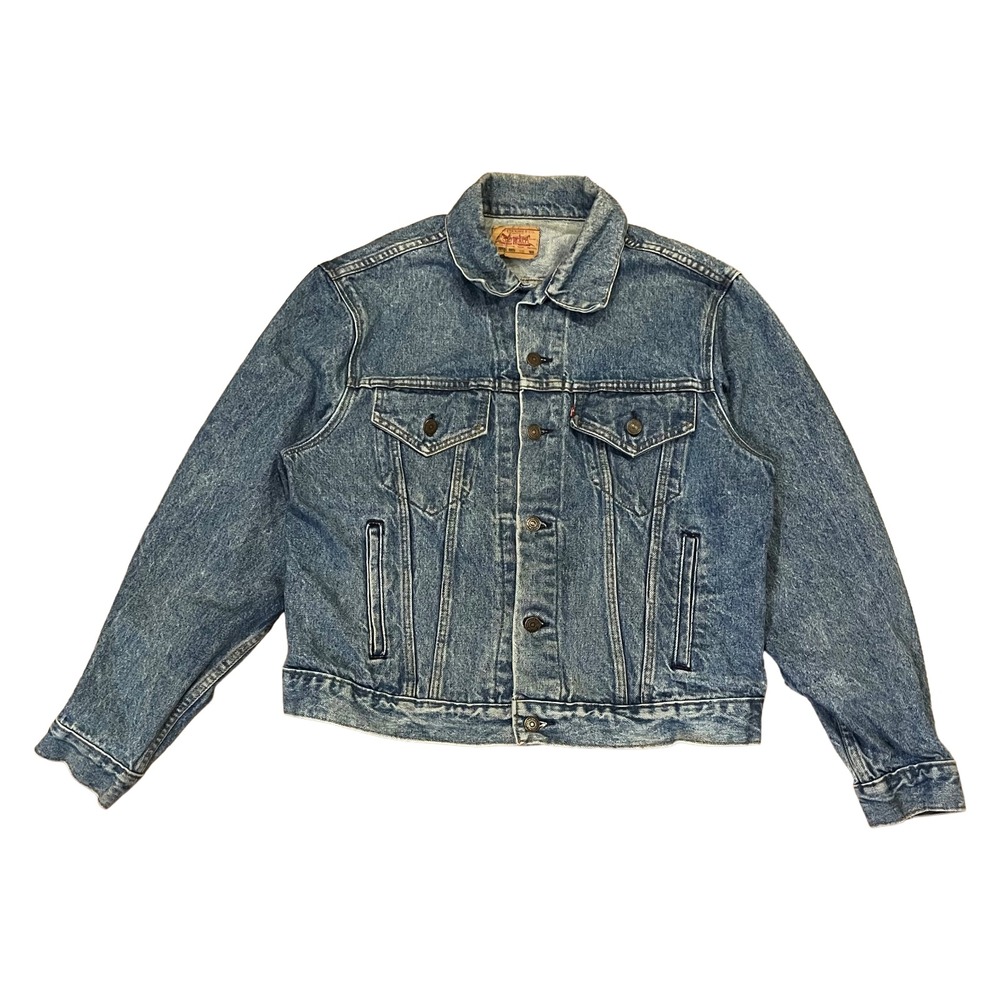 Vintage 80s Levi's 71506-0214 Blue USA Made Denim Trucker Jacket Men's Size 46R